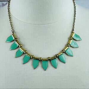 Gorgeous necklace sea green and gold bronze color